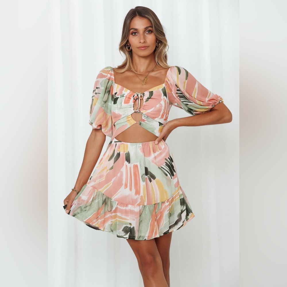 Shein brush print cut out mini dress